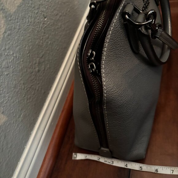 Coach Pebbled Leather Quinn Satchel – Grey Structured Handbag - Picture 14 of 17